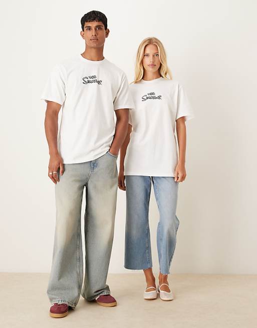 DESIGN Unisex Oversized T-shirt With The Simpsons Ralph Prints In White