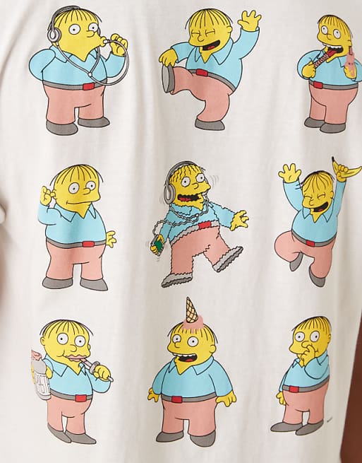 DESIGN Unisex Oversized T-shirt With The Simpsons Ralph Prints In White