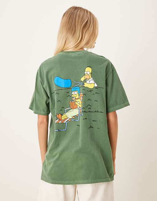 DESIGN Unisex Oversized T-shirt With The Simpsons Prints In Green