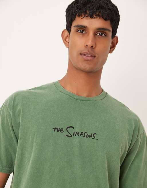 DESIGN Unisex Oversized T-shirt With The Simpsons Prints In Green