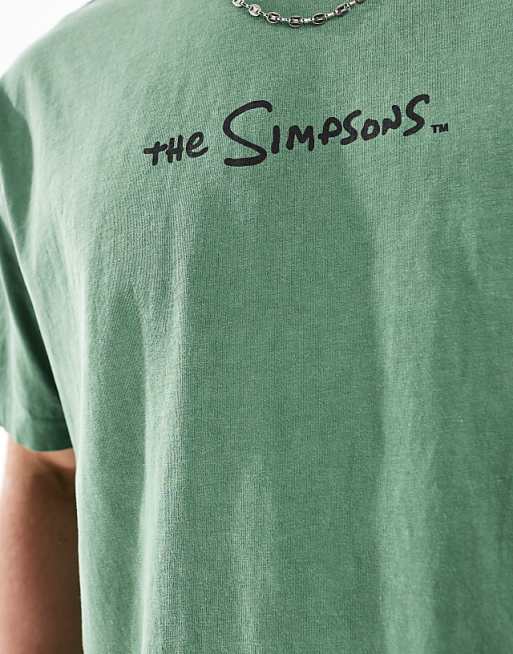 DESIGN Unisex Oversized T-shirt With The Simpsons Homer Hedge Print In Washed Green