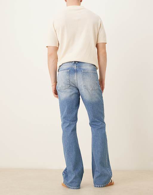 DESIGN Vintage Flare Jeans In Light Wash Blue