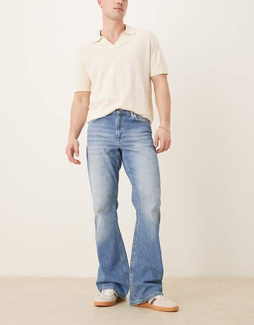 DESIGN vintage flare jeans in light wash blue