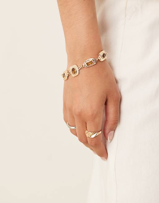 DESIGN vintage style bracelet with resin stones in gold tone