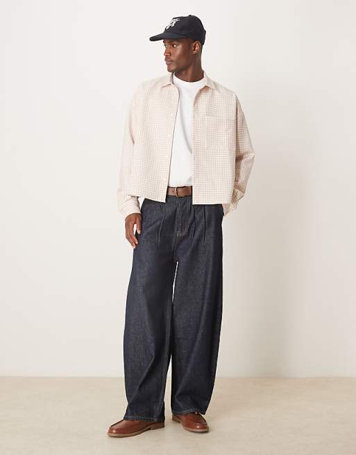 DESIGN Volume Oversized Boxy Shirt In Pink Check