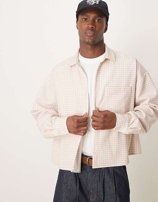 DESIGN volume oversized boxy shirt in pink check