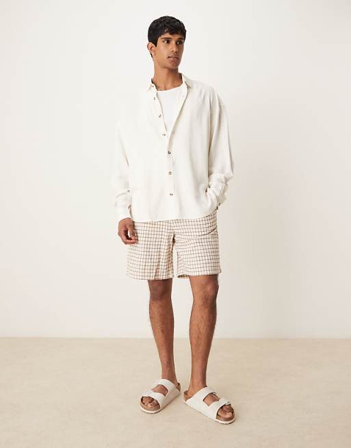 DESIGN Volume Oversized Linen Blend Shirt In White