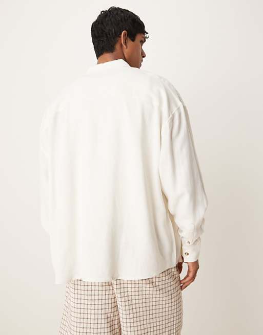 DESIGN Volume Oversized Linen Blend Shirt In White