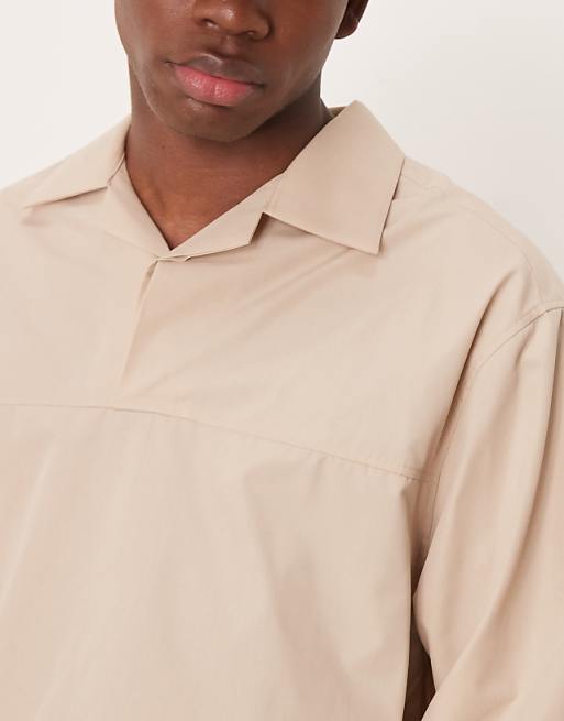 DESIGN Volume Oversized Textured Shirt In Beige