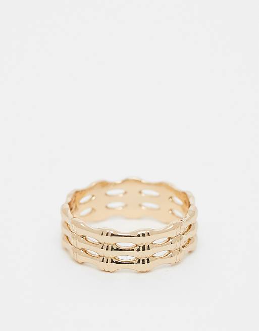 DESIGN watch chain ring in gold tone