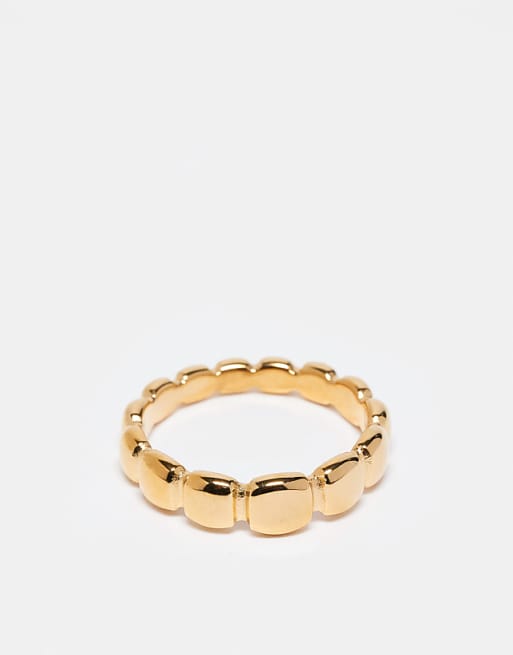DESIGN waterproof stainless puff band ring in gold tone