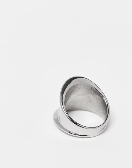 DESIGN Waterproof Stainless Steel Abstract Ring In Silver Tone