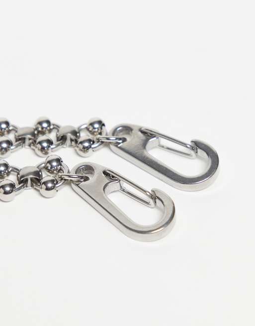 DESIGN Waterproof Stainless Steel Beaded Ball Chain Jeans Chain In Silver Tone