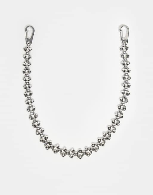 DESIGN waterproof stainless steel beaded ball chain jeans chain in silver tone