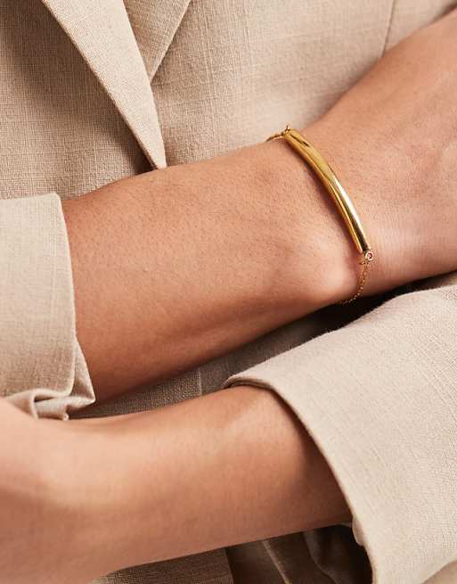 DESIGN waterproof stainless steel bracelet with toggle detail in gold tone with gift bag