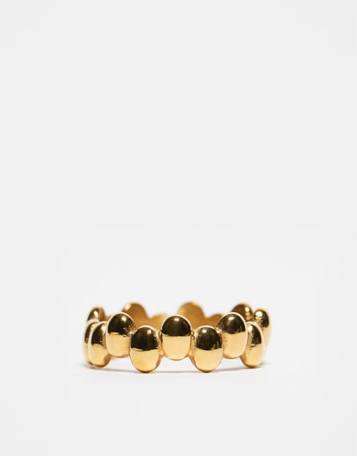 DESIGN Waterproof Stainless Steel Bubble Band Ring In Gold Tone