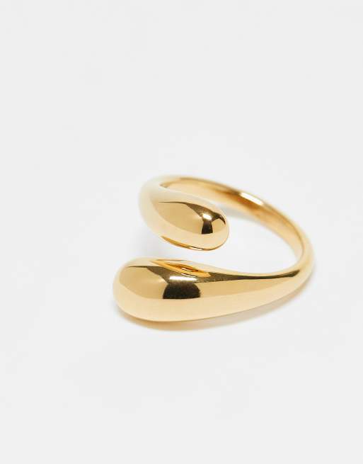 DESIGN Waterproof Stainless Steel Bubble Wrap Around Ring In Gold Tone