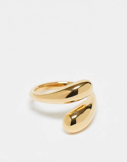 DESIGN waterproof stainless steel bubble wrap around ring in gold tone