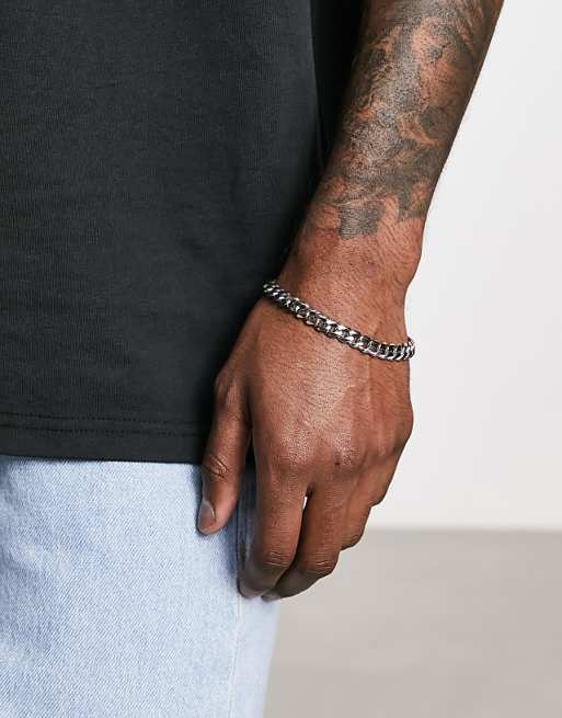 DESIGN Waterproof Stainless Steel Chain Bracelet In Silver Tone - SILVER