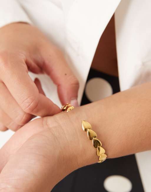 DESIGN Waterproof Stainless Steel Cuff Bracelet In Gold Tone
