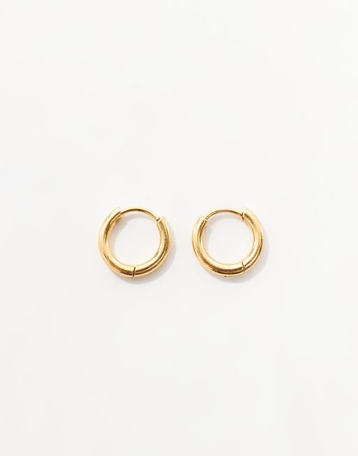 DESIGN Waterproof Stainless Steel Huggie Hoop Earrings In Gold Tone