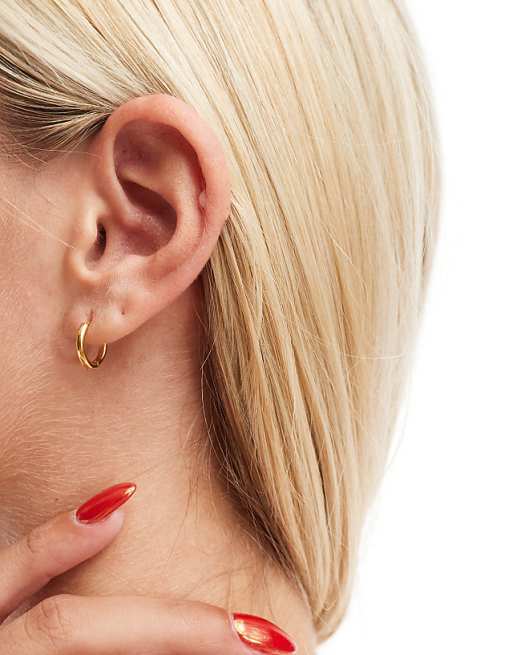 DESIGN Waterproof Stainless Steel Huggie Hoop Earrings In Gold Tone
