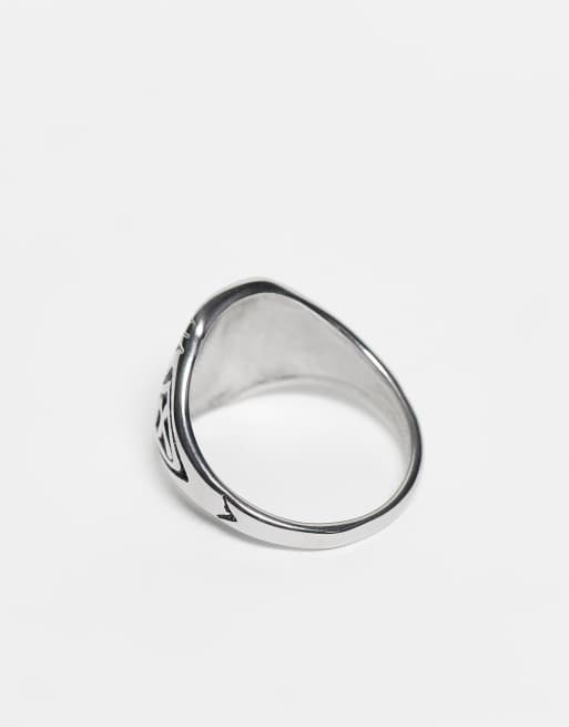 DESIGN Waterproof Stainless Steel Mary Signet Ring In Silver Tone