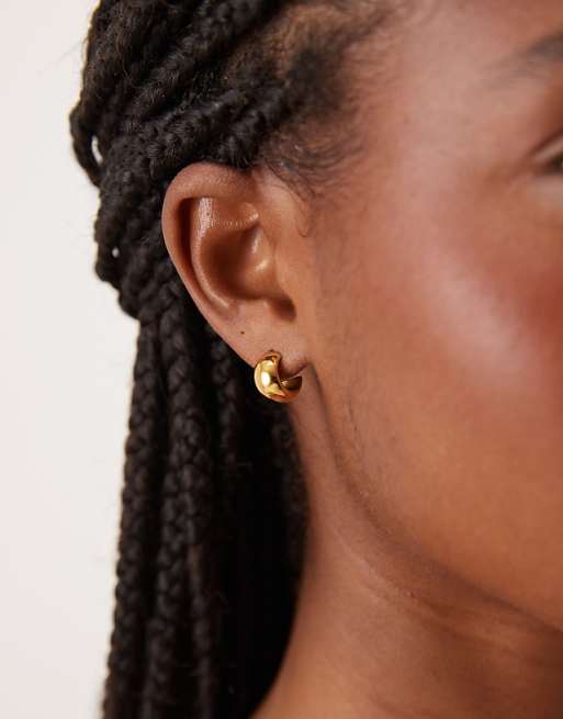 DESIGN waterproof stainless steel mini huggie hoops in gold tone