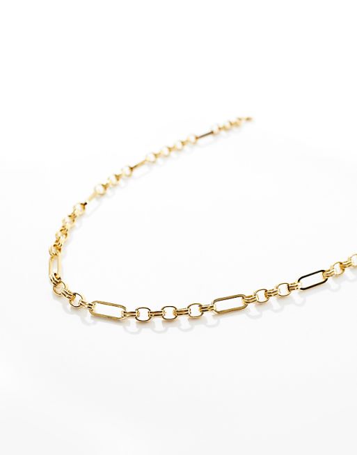 DESIGN Waterproof Stainless Steel Mixed Link Necklace In Gold Tone