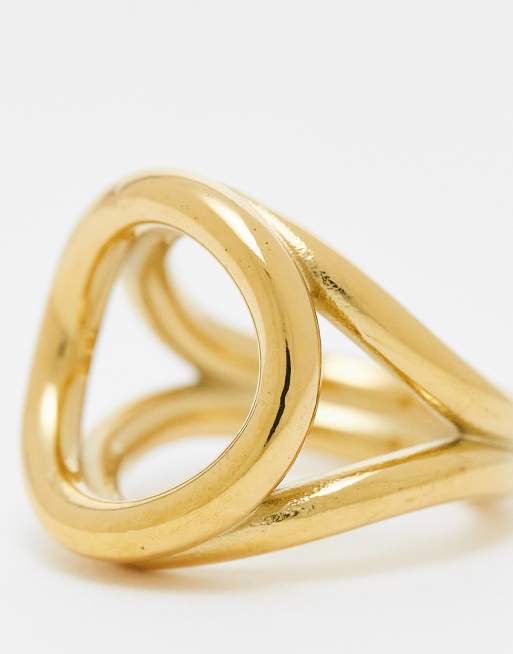 DESIGN Waterproof Stainless Steel Ring In Circle Design In Gold Tone