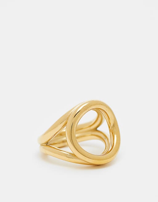 DESIGN waterproof stainless steel ring in circle design in gold tone