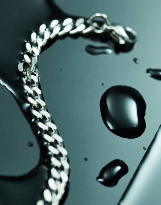 DESIGN Waterproof Stainless Steel Short Slim 4mm Chain Necklace In Silver Tone