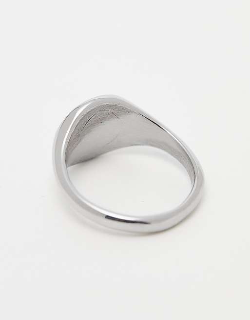 DESIGN Waterproof Stainless Steel Signet Ring In Silver Tone - SILVER