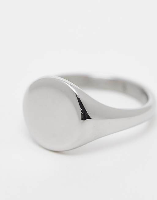 DESIGN Waterproof Stainless Steel Signet Ring In Silver Tone - SILVER