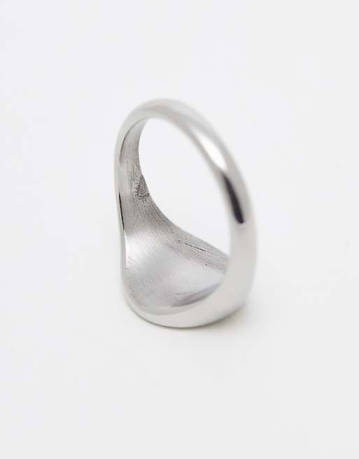 DESIGN Waterproof Stainless Steel Signet Ring In Silver Tone - SILVER