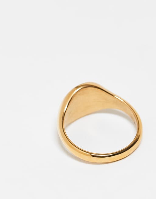 DESIGN Waterproof Stainless Steel Signet Ring In Gold Tone