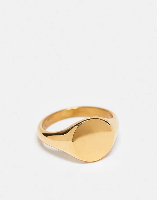 DESIGN waterproof stainless steel signet ring in gold tone