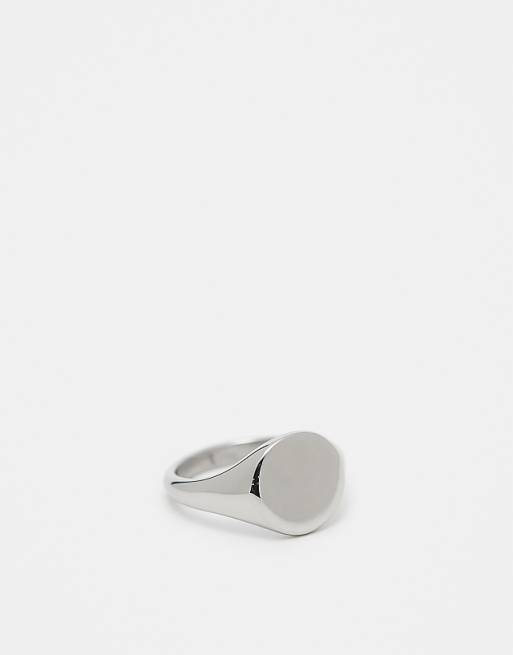 DESIGN waterproof stainless steel signet ring in silver toneĀ - SILVER