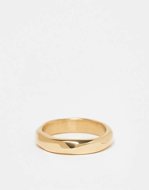DESIGN waterproof stainless steel twist design ring in gold tone
