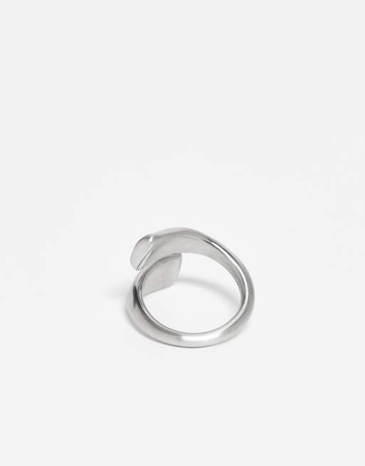 DESIGN Waterproof Stainless Steel Wrap Ring In Silver Tone
