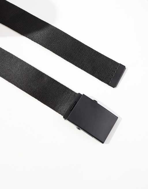 DESIGN Webbing Belt With Matte Black Buckle In Black