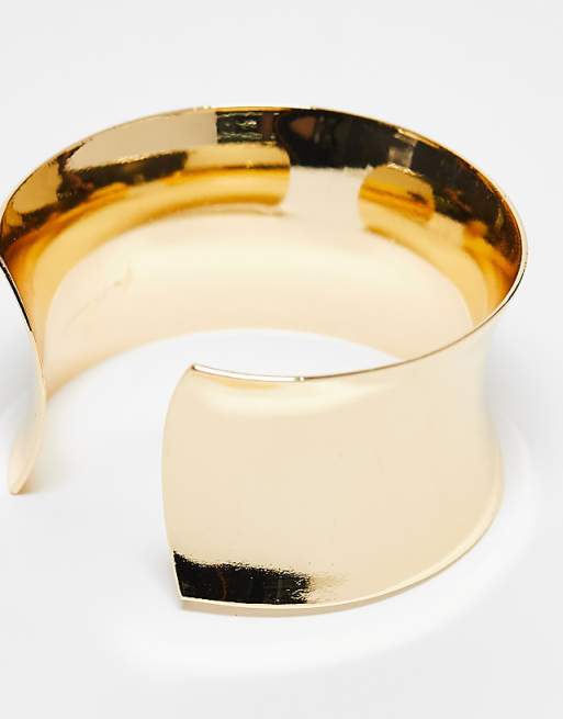 DESIGN Wide Cuff Bracelet In Gold Tone