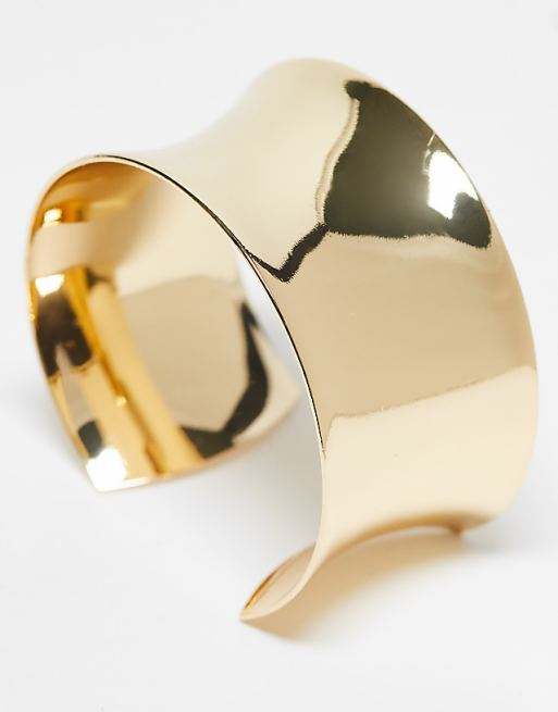 DESIGN Wide Cuff Bracelet In Gold Tone