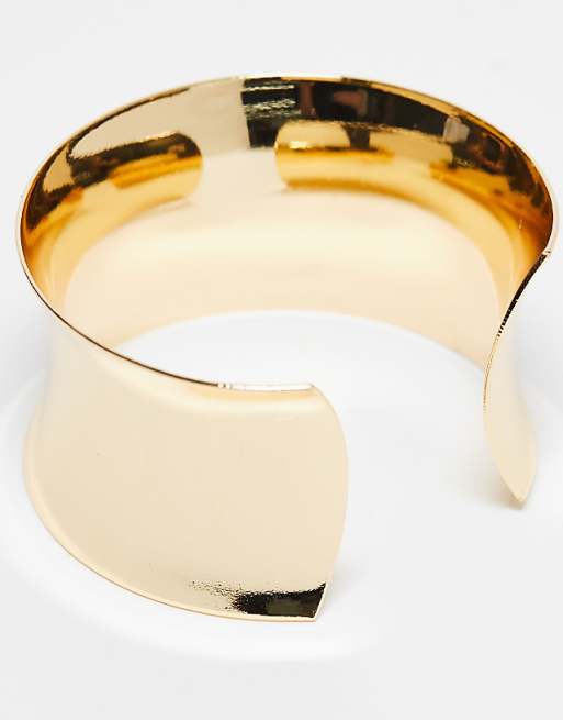 DESIGN Wide Cuff Bracelet In Gold Tone