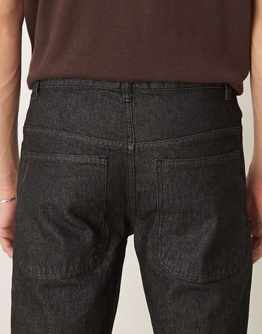 DESIGN Wide Flare Jeans In Black Rinse