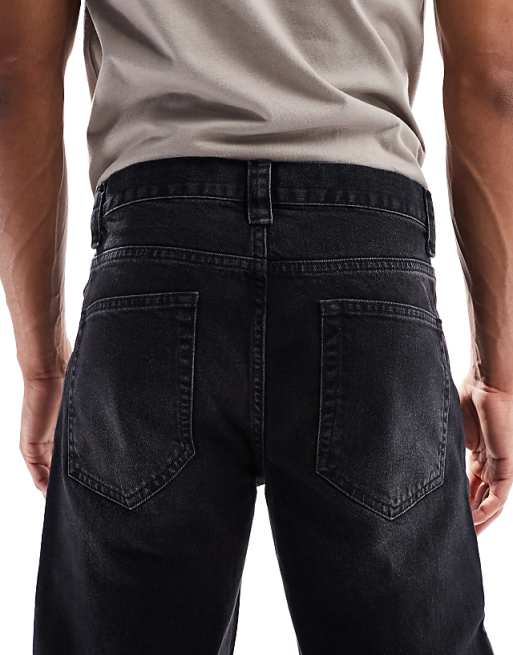 DESIGN Wide Flare Jeans In Black Wash