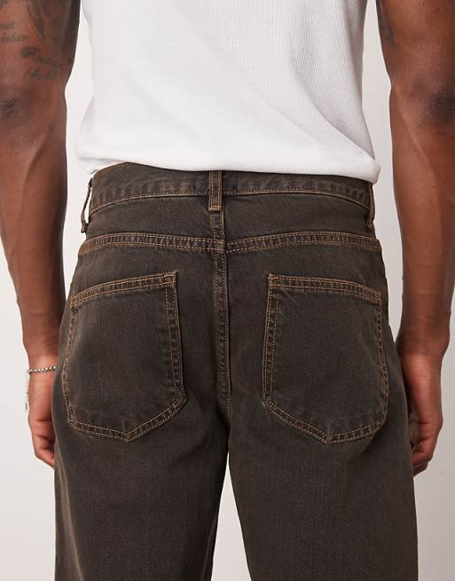 DESIGN Wide Flare Jeans In Brown Wash