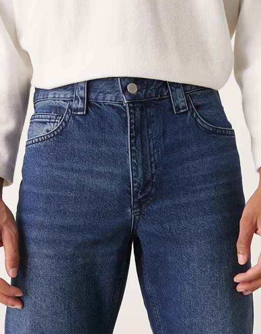 DESIGN Wide Flare Jeans In Dark Wash Blue