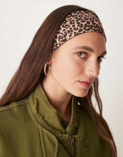 DESIGN Wide Jersey Headband In Leopard Print