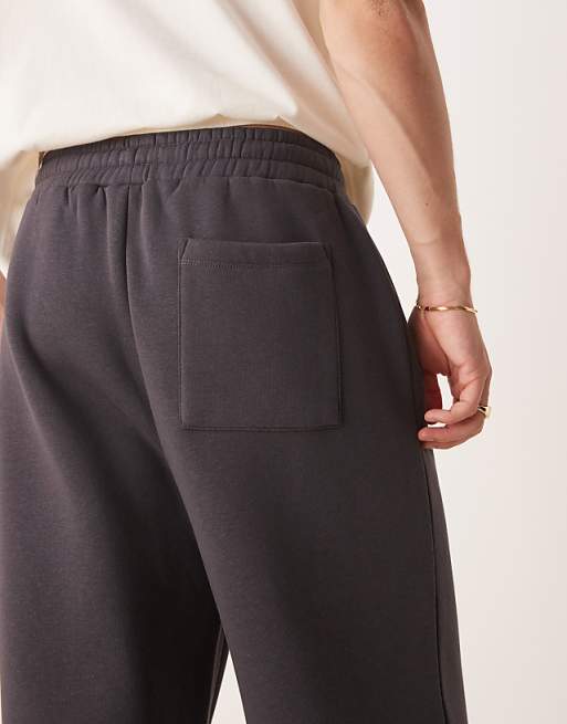 DESIGN Wide Leg Cropped Joggers In Charcoal